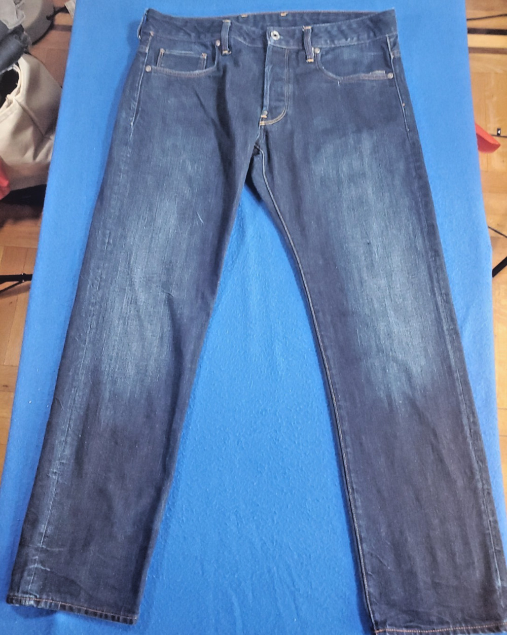 G-Star RAW Attacc Straight Jeans Mens 34x30 Dark Wash Button Fly Zipper Pocket